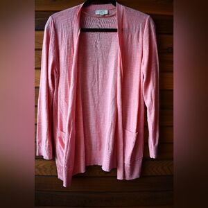 LOFT Light Pink Open Front Cardigan